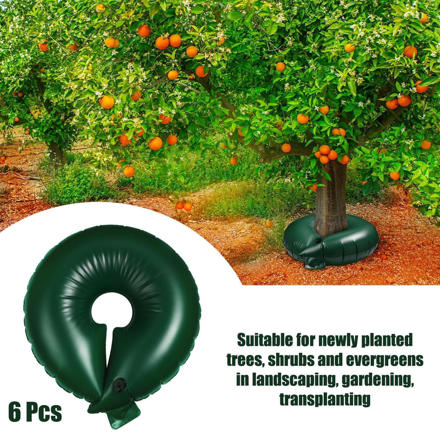 Foaincore 6 Pcs 10 Gallon Heavy Duty Tree Watering Ring PVC Drip Irrigation Deep Tree Root Watering Bag Round Trees Slow Release Water Pouch Planting Drip Irrigation Rings for Gardening Supply(Green)