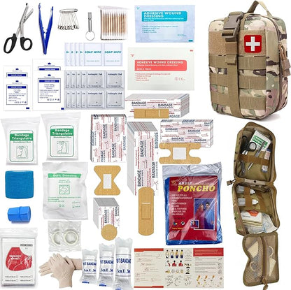293Pcs/set - First Aid Kit Molle Pouches Emergency Survival Kit Suitable for Outdoor Activities, Home, School, Hiking, Car Travel and Camping - Quick Response First Aid Essentials (CP)