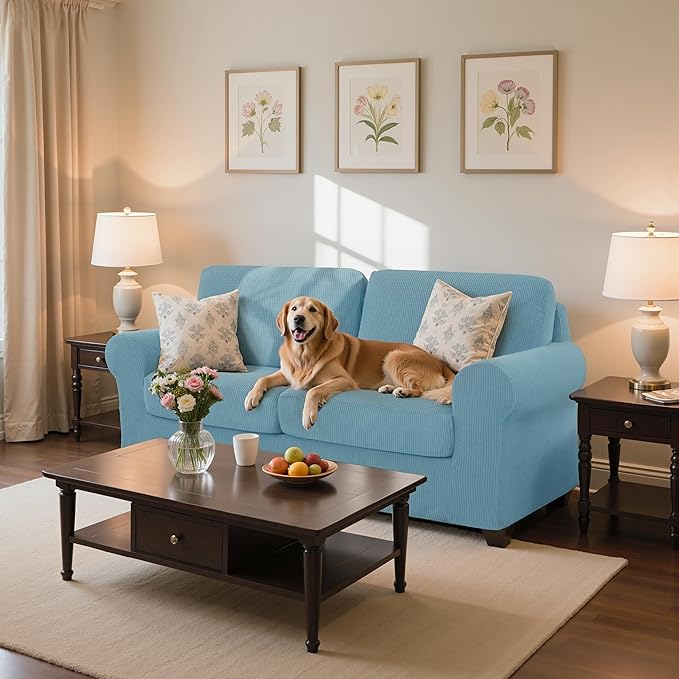 SUBRTEX 3 Pieces Stretch Sofa Slipcover Sets Couch Cover Sets Backrest Cushion