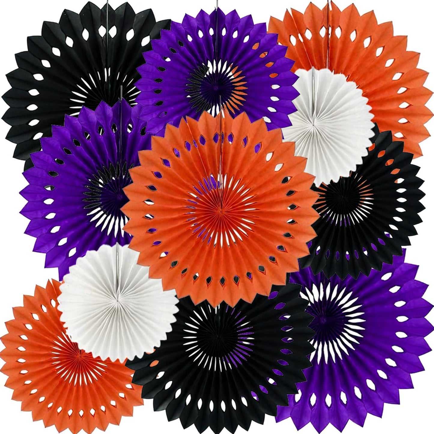 Halloween Hanging Honeycomb Round Paper Fans Decoration Theme Tissue Paper Fan Garland for Shower Birthday Graduation Wedding Party Supplies 11 Count