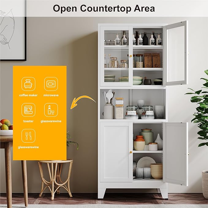 YAUWOH 69" Tall Metal Pantry Cabinet