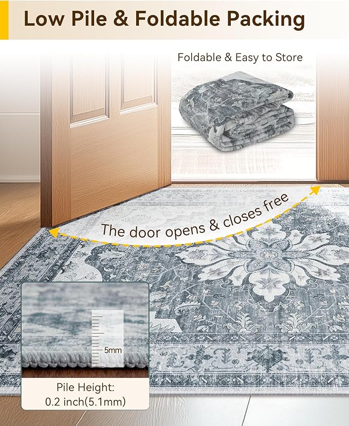 RELEANY Area Rugs 2'6"x8' Runner Rug Non Slip Washable