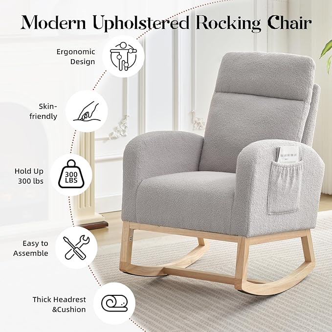 GAOMON Rocking Chair Glider for Nursery, Comfy Rocker Nursery
