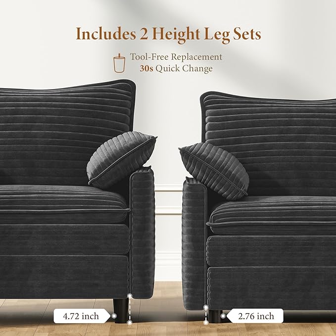 Vesgantti 74" Cloud Couch for Living Room, 2 Seaters Deep Seat Sectional