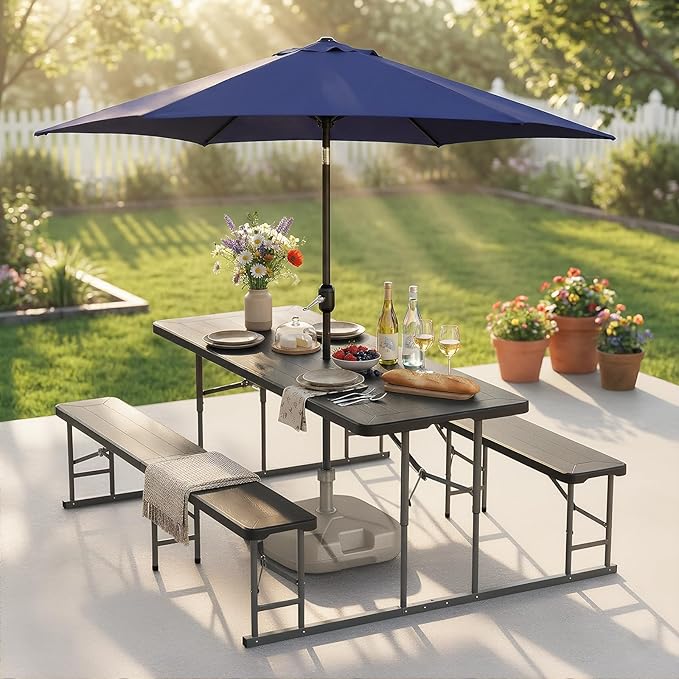 VINGLI Folding Picnic Table and Bench Set
