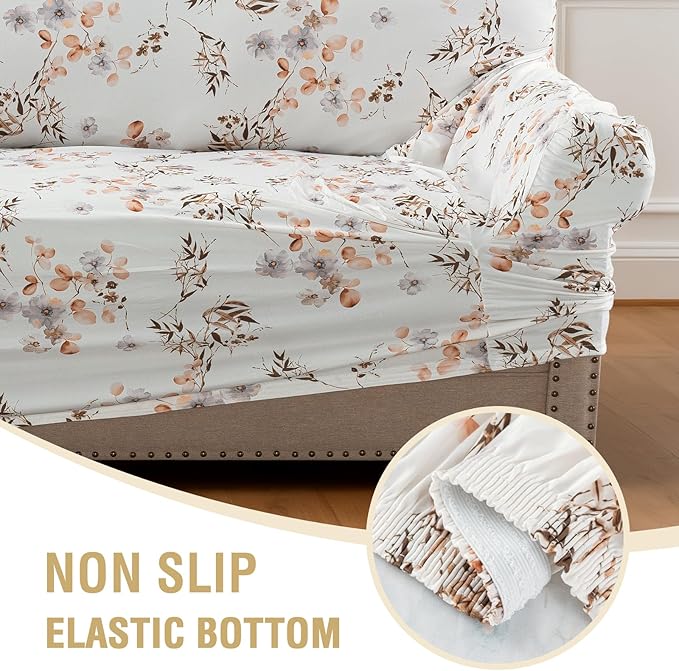 H.VERSAILTEX Floral Pattern Couch Covers High Stretch Sofa Covers Printed Couch