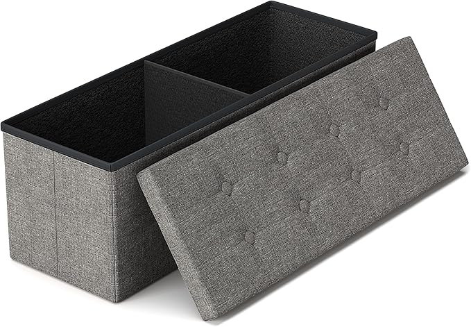 GLAXYFUR 43.3 inches Folding Storage Ottoman Bench Storage Chest Footrest