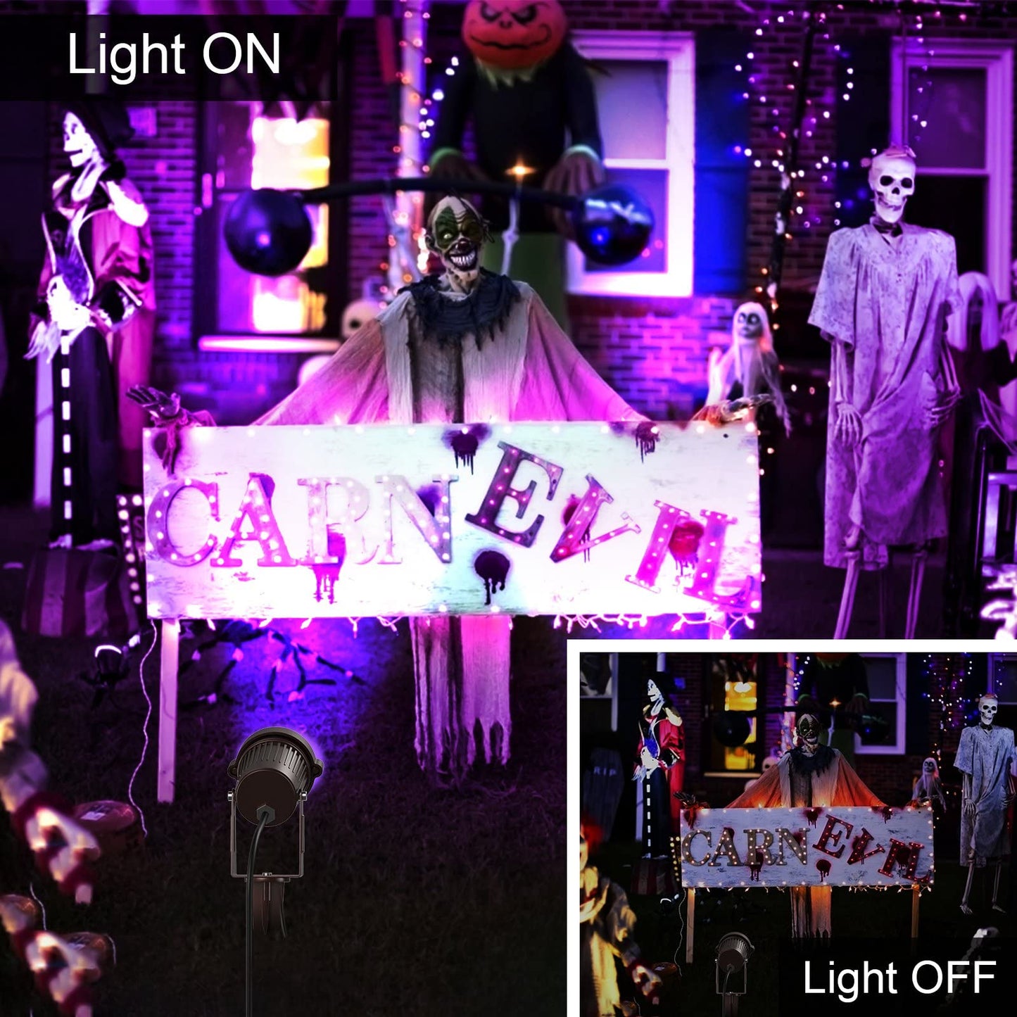 Landscape Lights Outdoor: Black Light Halloween LED Landscape Lighting for Tree Garden Yard Pathway Body Paint Fluorescent Poster | 110V UV Blacklight Spotlights | 4 Pack (UV Blacklight)
