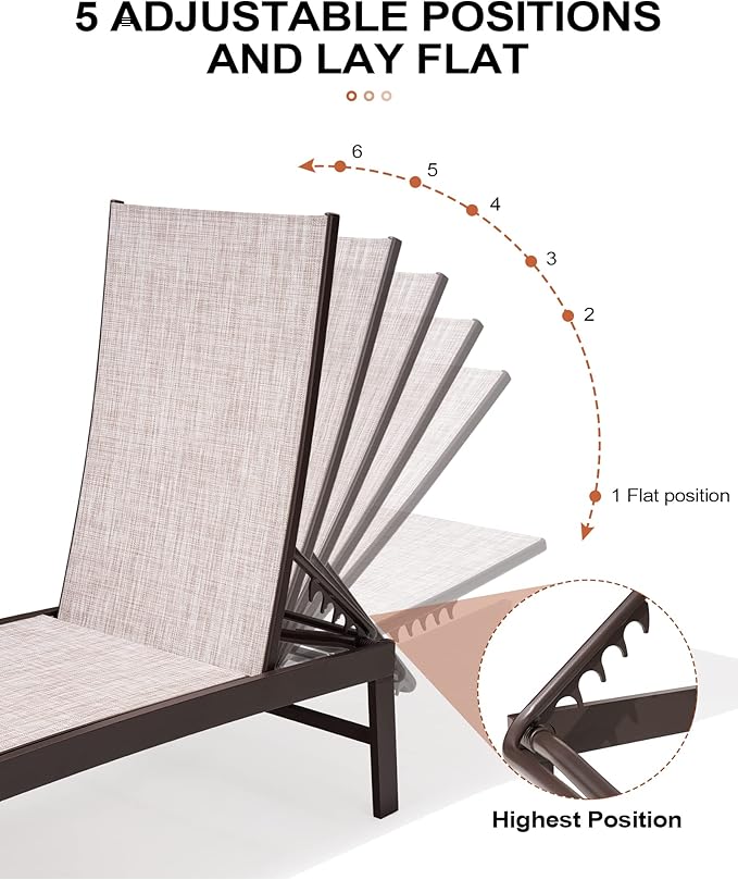 Crestlive Products Outdoor Lounge Chairs, Aluminum Pool Chaise Lounge Chairs