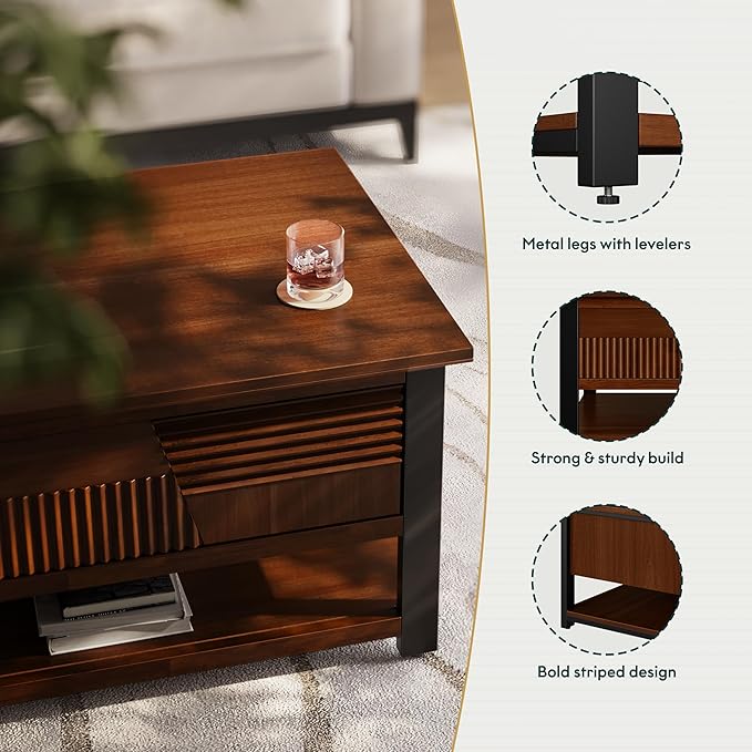 Bme Trapeze Coffee Table for Living Room – Modern Wooden Center Table