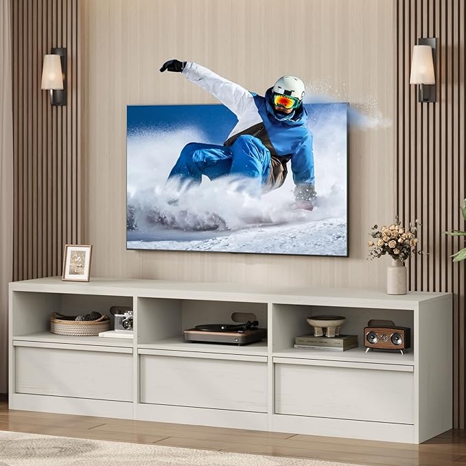 GarveeHome 70in TV Stand for TVs up to 85", Mid Century Modern Entertainment