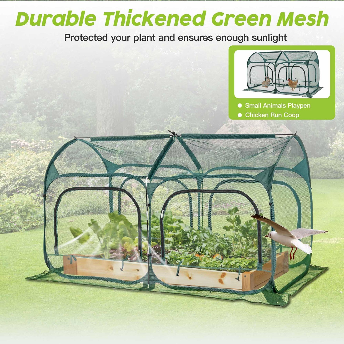 Poray Large 5.3x2.6FT Plant Netting Cover, Pop up Tunnel Crop Cage Gardening Net,Pest Guard Cover for Vegetables &Fruits,Durable Gardening Net for Plant and Animal