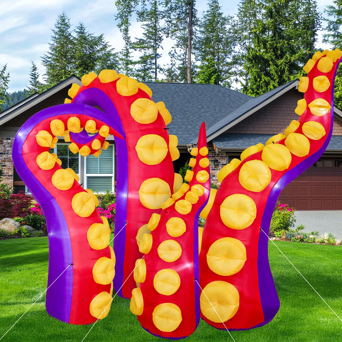 Max Fun 1pc Halloween Inflatables Decoration Inflatable Octopus Tentacles Outdoors Decorations with LED Lights Built-in Blow Up Yard Decoration for Outdoor Garden Lawn (Tentacles - A)