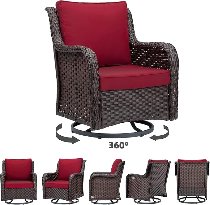 Towallmark Outdoor Swivel Wicker Glider Patio Chairs