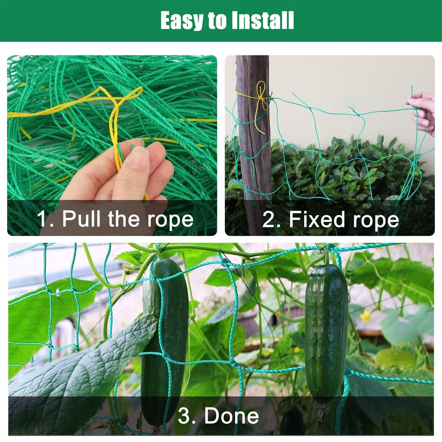 Trellis Netting for Climbing Plants, 6.6x26.3 FT Heavy Duty Garden Trellis Net with 27 Strands Nylon for Cucumber, Grape, Vine, Vegetables, Flowers, Bean, Tomato Grow Trellis Net (Green, 1 Pack)