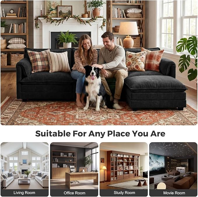 ELUCHANG Oversized 113" Modular Sectional Sofa, Comfy Cloud Couch, L Shaped