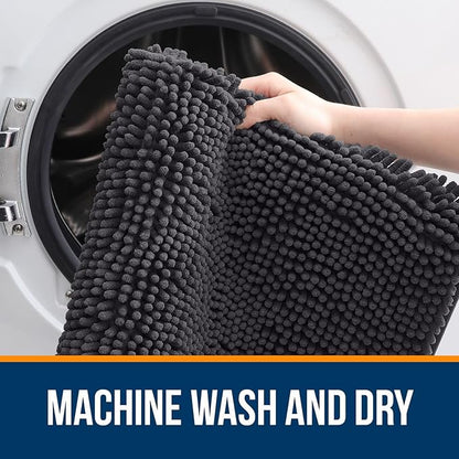 OLANLY Bathroom Runner Rugs 59x24, Soft Absorbent Chenille Bath Rugs, Rubber Backing Quick Dry, Machine Washable Long Bath Mats for Bathroom Floor, Tub and Shower, Home Decor Accessories, Dark Grey