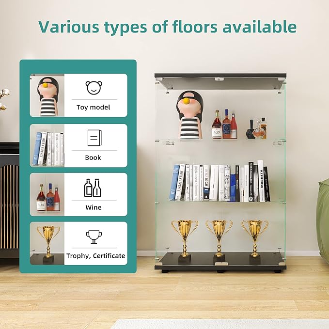 LFT HUIMEI2Y Glass Display Cabinet 3-Shelf