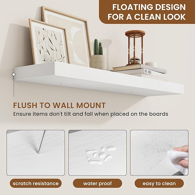 fuqing Floating Shelves for Wall, Wall Mounted Wood Floating Shelf