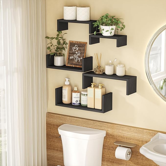 SRIWATANA Floating Shelves for Wall, Wall Shelves for Bathroom, Living Room