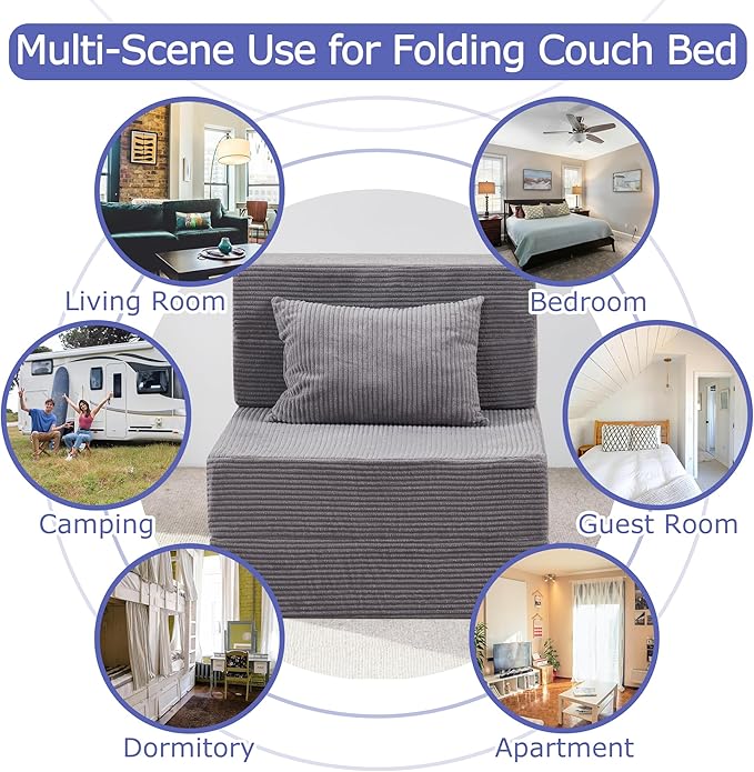 Folding Sofa Bed, 4 in 1 Convertible Sleeper Chair