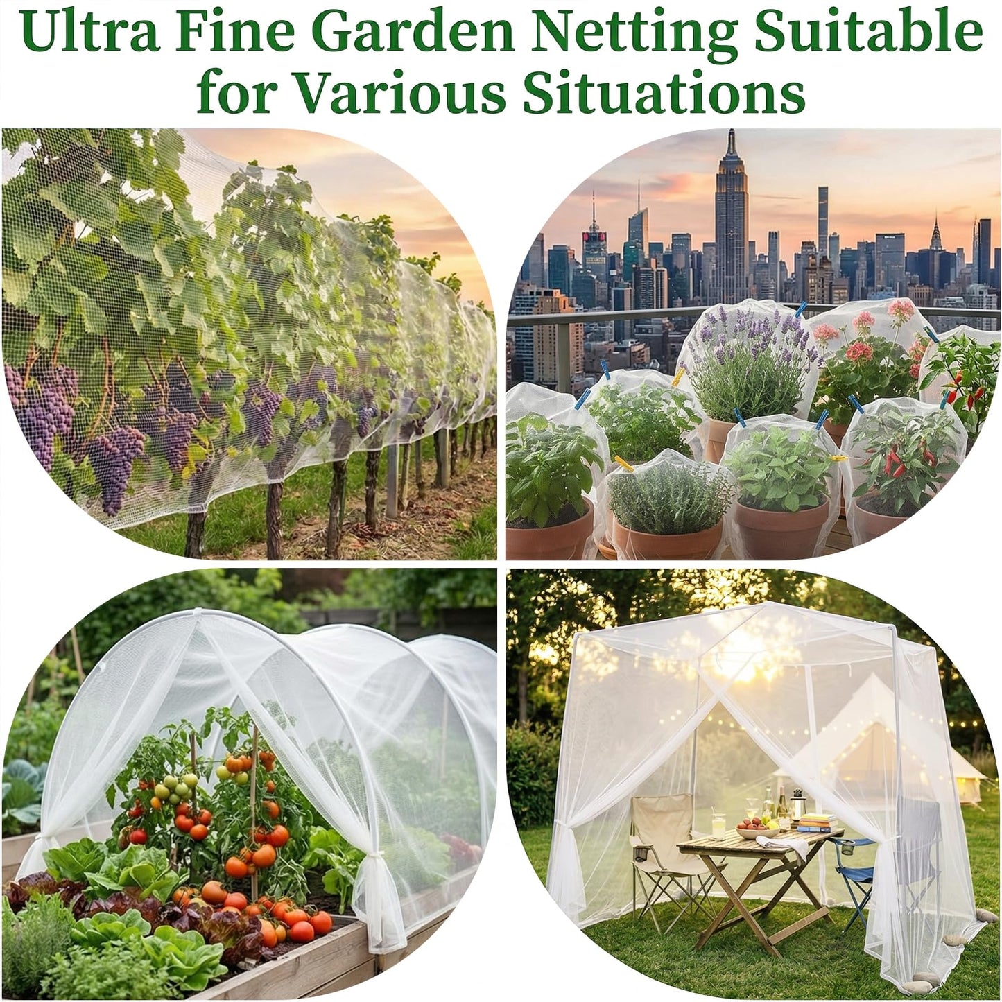 10FT x 20FT Garden Netting Ultra Fine Mesh Netting Plant Cover Insect Bird Netting Barrier for Garden Protection Row Cover for Raised Beds/Greenhouse Vegetables Fruits Flowers Trees