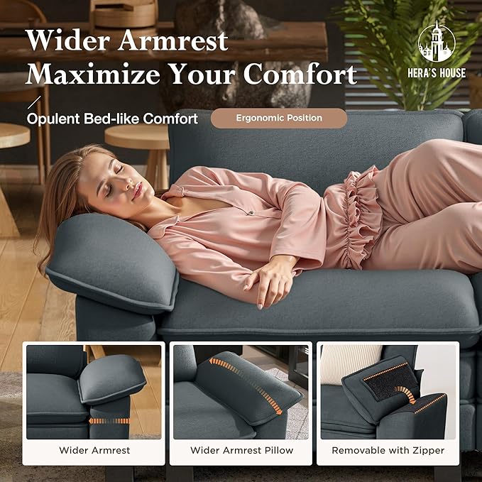 HERA'S HOUSE 124" Modular Sectional Sofa, Oversized U Shaped Couches