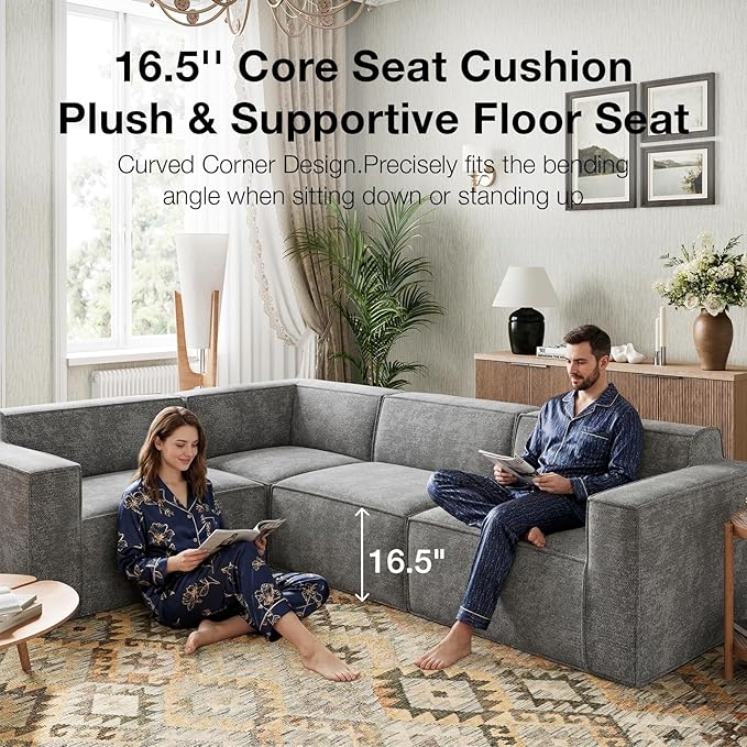 Novilla 142.5" Modular Sectional Sofa, No Assembly Cloud Sectional Couch
