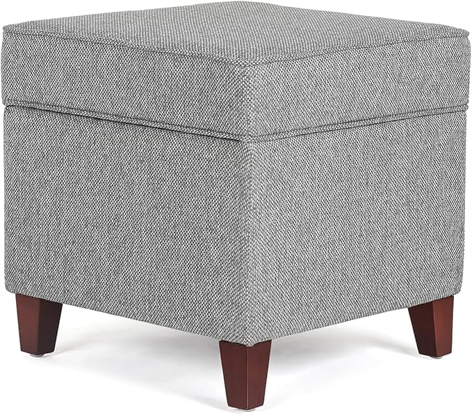 Adeco 17 Inch Square Linen Storage Ottoman