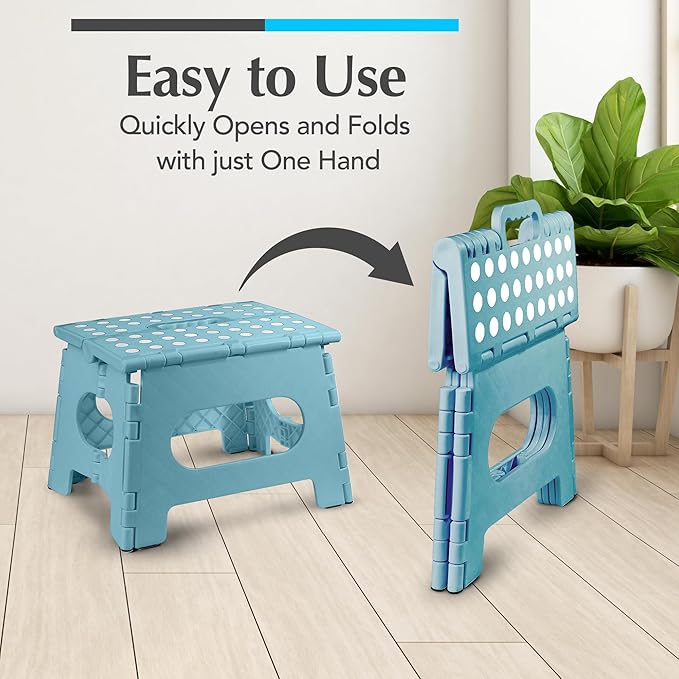 Handy Laundry Folding Step Stool 9 Inch – Sturdy Plastic Foldable Step Stool