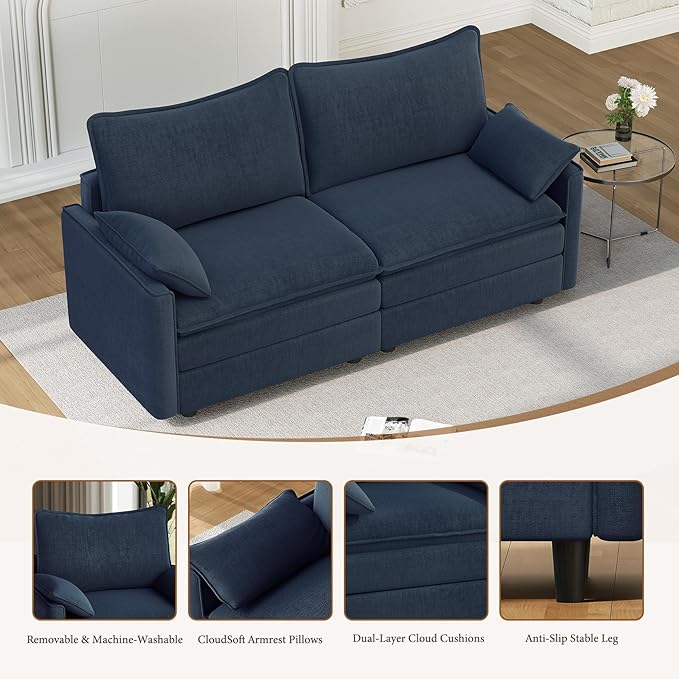Vesgantti 74" Loveseat Sofa for Living Room, Comfy Cloud Couch Deep Seat