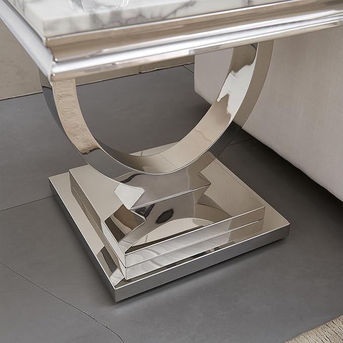 Henf Marble End Table Modern White Faux Marble Sofa Side Table