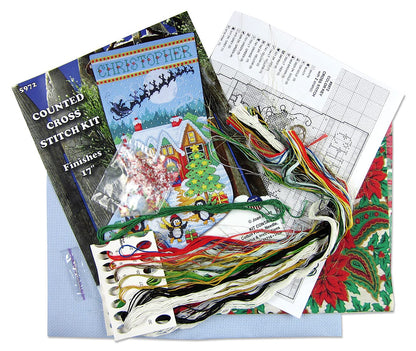 Tobin DW5972 14 Count Penguin Party Stocking Counted Cross Stitch Kit, 17-Inch Long,1-Pack