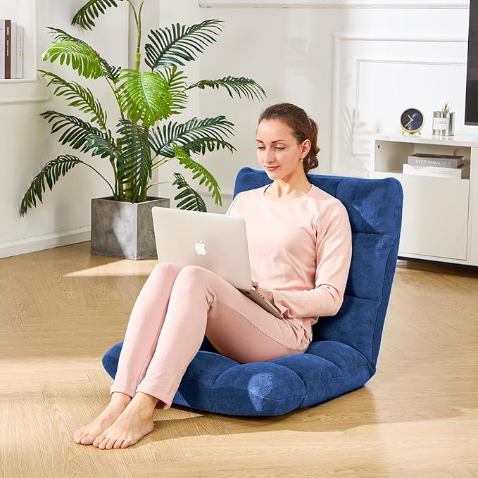 Folding Floor Gaming Chair 14-Poistion Cushioned Adjustable Floor Lazy Sofa