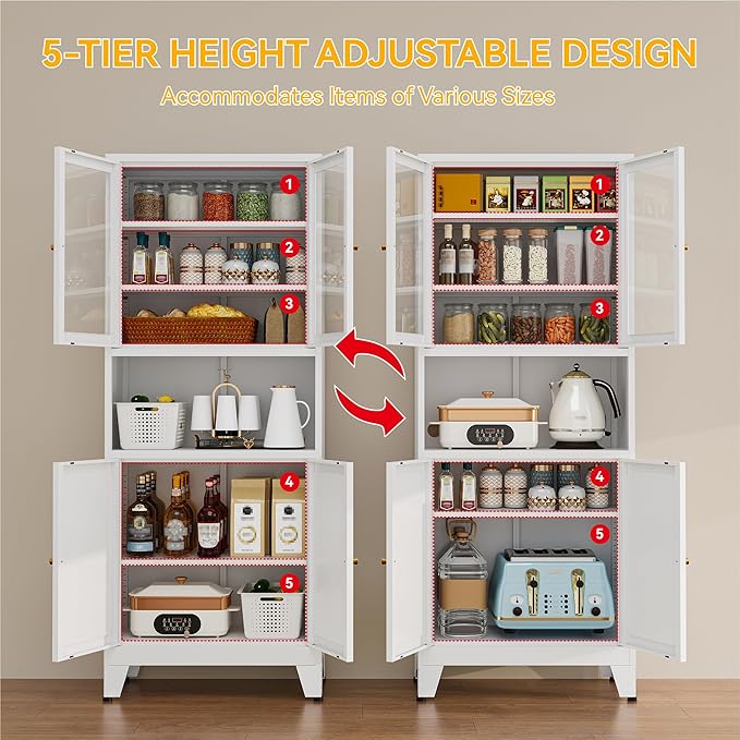 YAUWOH 69" Tall Metal Pantry Cabinet