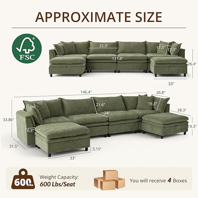 146.4'' Modular Sectional Sofa