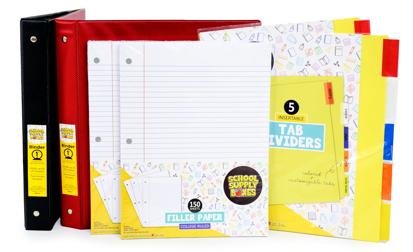 School Supply Boxes | Ultimate High School & College Bundle (1 Box) | Back to School Essentials Kit for Students & Teachers | Includes 1" Binders, College-Ruled Notebooks, Mechanical Pencils, & More