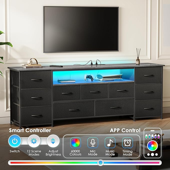 Huuger 63 Inch TV Stand for 65, 70 Inch TV, 11 Drawer Long Dresser