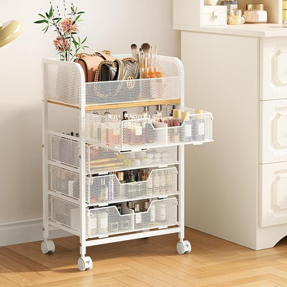 5-Tier Craft Organizer Cart with Wheels,Craft Organizers and Storage with Drawers,Lockable Wheels Rolling Utility Cart with DIY Divider,Office Supply Organizer,Ideal for Studio,Office Patent Pending