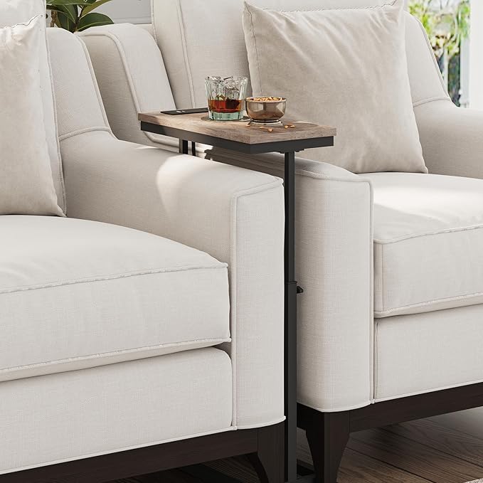 TUTOTAK End Table with Charging Station, Side Table, Tall Couch Table, Sofa