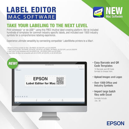 LABELWORKS Epson LW-Z5010PX Industrial Label Maker - Complete Printer Kit with Accessories, PX 147' Bulk Label Rolls, Desktop Printer