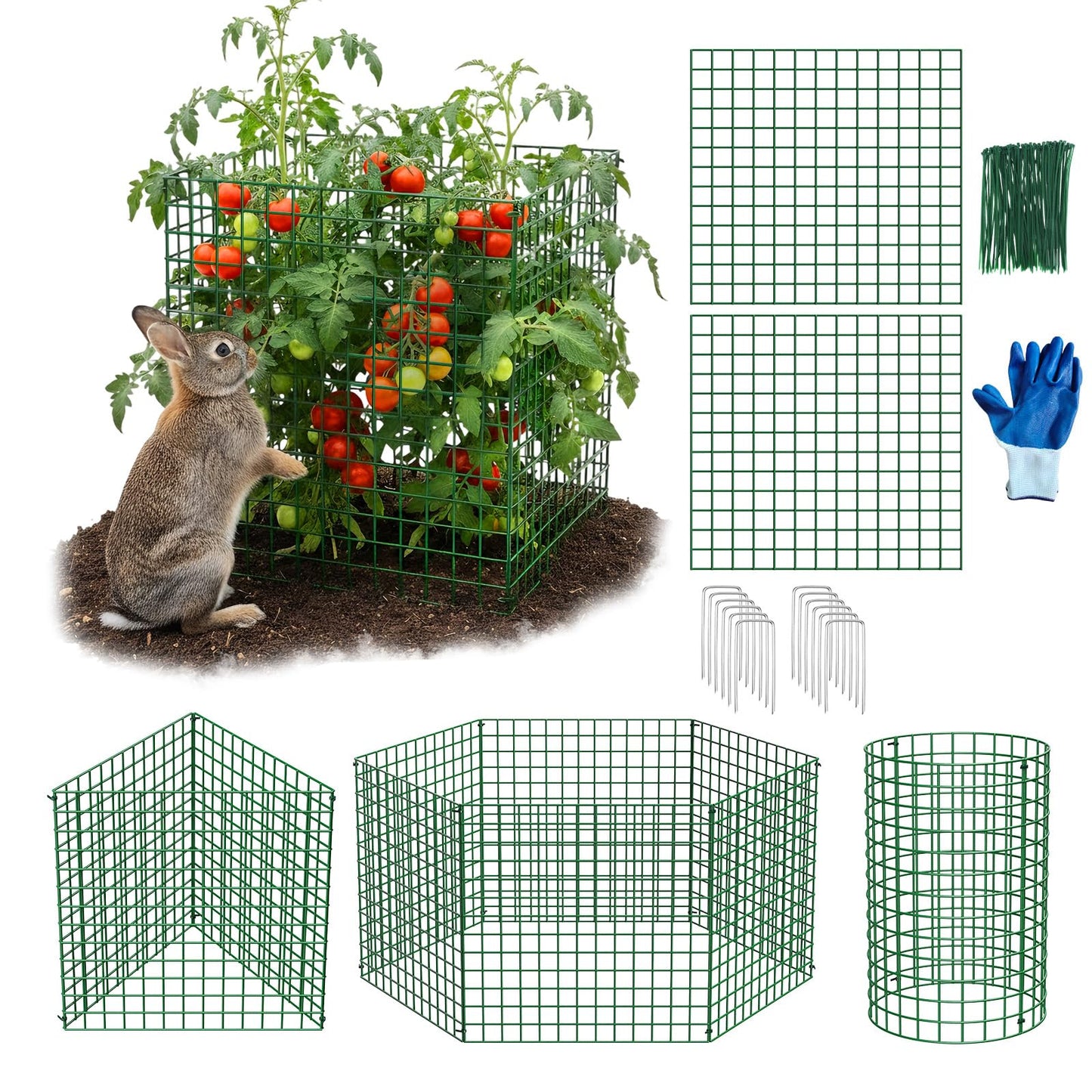 MQJIAZHI 18PCS Plant Protectors from Animals, 13"x13" Metal Plant Cages for Outdoor Plants, Reusable Plant Covers from Animals, Garden Cloche & Chicken Wire Cloche for Vegetables, Flowers, Seedlings
