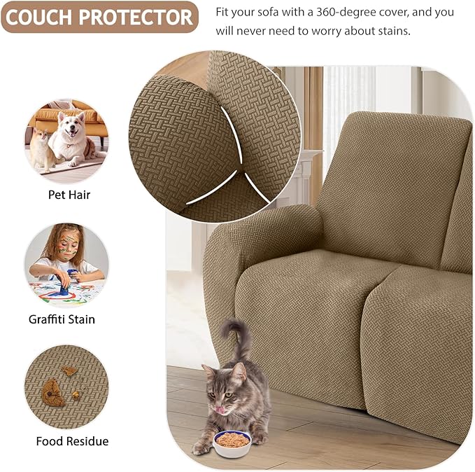 ALIECOM 100% Waterproof Recliner Sectional Couch Covers L Shape Stretch Corner