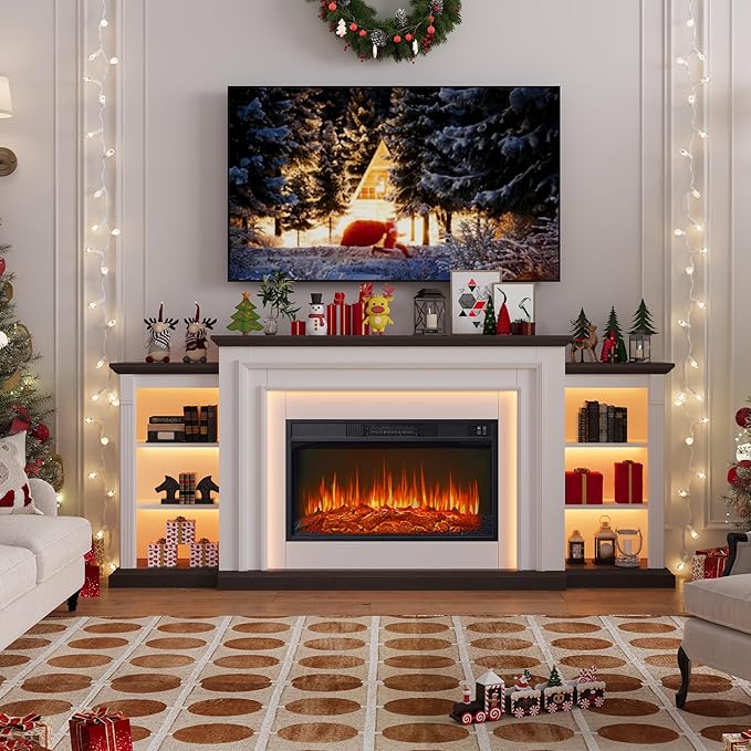 80" LED Lights Electric Fireplace