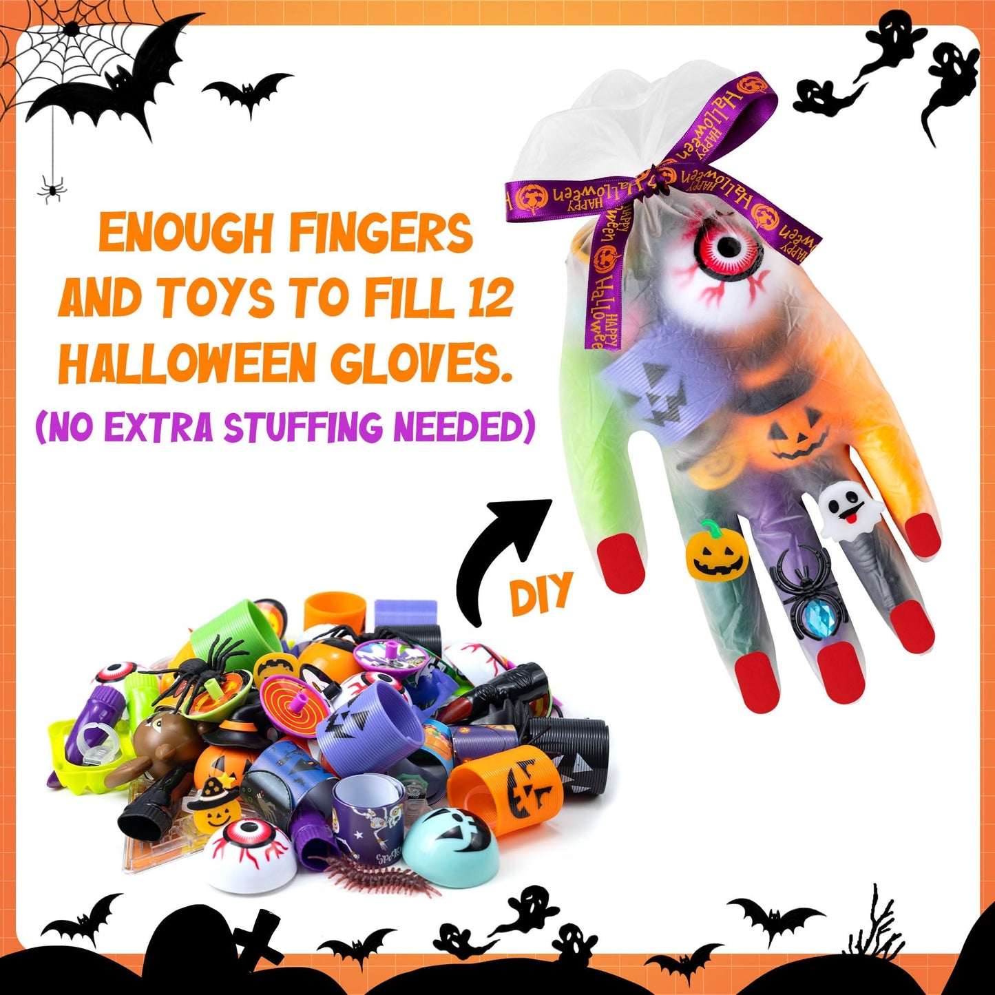 DMIGHT Halloween Party Favors - 193pcs Stuffed Toys Bulk Birthday Party Decorations, Goodie Bags for Party Supplies, Halloween Games for Kids