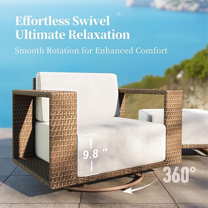 SUNSHINE VALLEY 7 Pieces Patio Furniture Set, Outdoor Wicker Conversation Set
