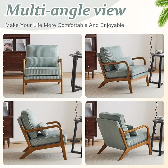 VINGLI Upgraded Premium Corduroy Accent Chair, Upholstered Arm Chair, Solid