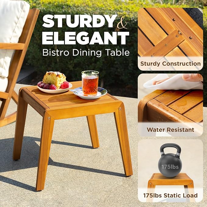 IDZO Rocking Chairs Design Heavy Duty 400lbs Capacity Wood Patio Bistro Set 3