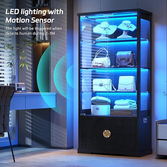 TAGELIER RGB Glass Display Cabinet