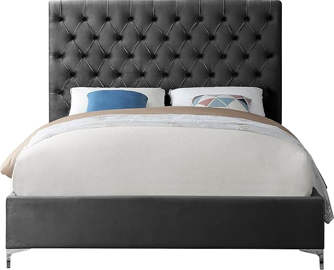 Meridian Furniture Cruz Collection Modern | Contemporary Velvet Upholstered Bed